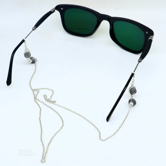 TRIBAL ORNAMENTS 30 long Sterling silver Face Mask Chain Eyeglass Glasses Chains cuban link chain Women Stylish Sunglass Eyeglass Cord mask chain ch139 Necklaces