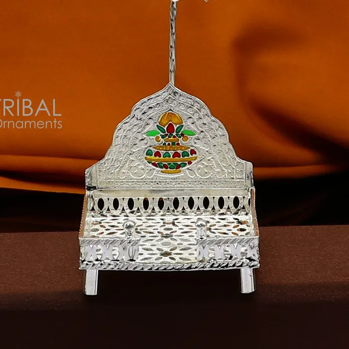 TRIBAL ORNAMENTS 925 pure sterling silver handcrafted small sinhasan idol krishna Bal Gopala throne god statues stand chair temple art puja article su1168 Rings TRIBAL ORNAMENTS 925 pure sterling silver handcrafted small sinhasan idol krishna Bal Gopala throne god statues stand chair temple art puja article su1168 Rings