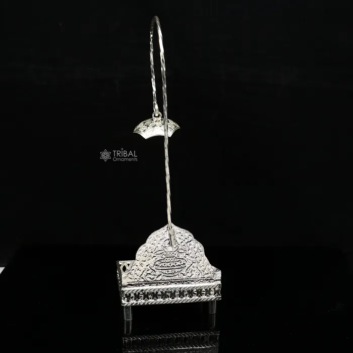 TRIBAL ORNAMENTS 925 pure sterling silver handcrafted small sinhasan idol krishna Bal Gopala throne god statues stand chair temple art puja article su1168 Rings
