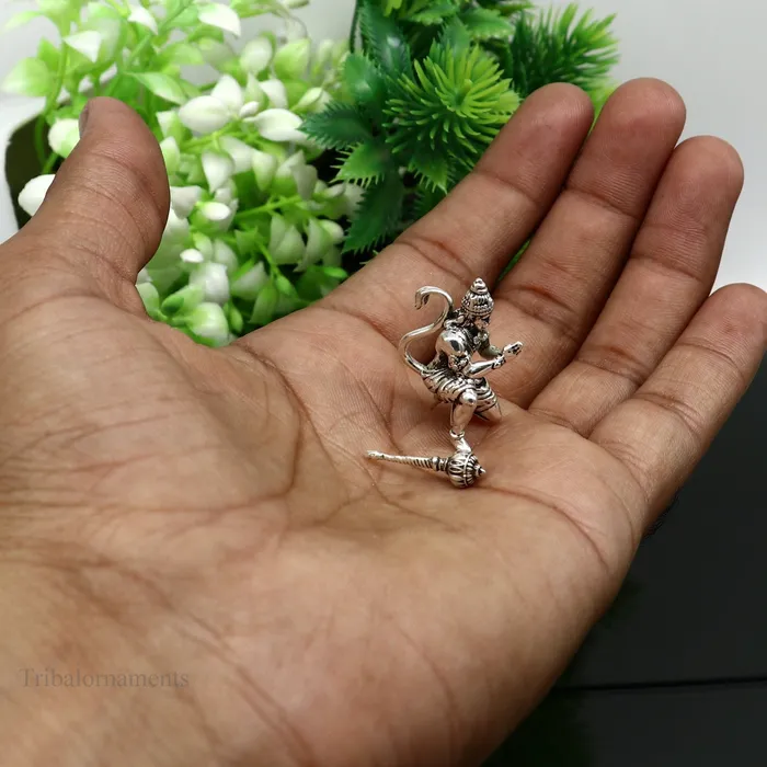 TRIBAL ORNAMENTS 925 silver handmade Lord hanuman 1 small statue best puja or gifting god hanuman statue sculpture home temple puja art utensils art125 Earrings