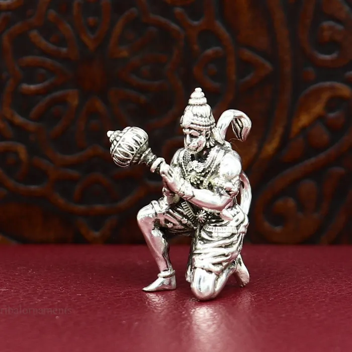 TRIBAL ORNAMENTS 925 silver handmade Lord hanuman 1 small statue best puja or gifting god hanuman statue sculpture home temple puja art utensils art125 Earrings