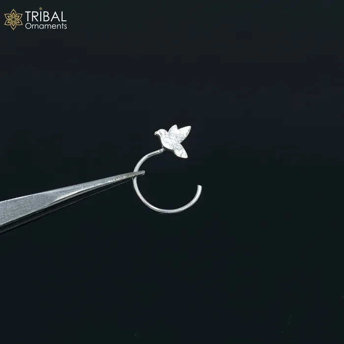 TRIBAL ORNAMENTS 925 sterling silver bird design handmade fabulous nose pin u band tribal jewelry np68 Rings