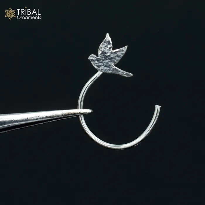 TRIBAL ORNAMENTS 925 sterling silver bird design handmade fabulous nose pin u band tribal jewelry np68 Rings