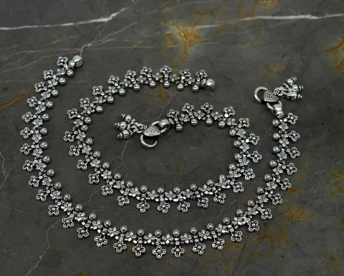 TRIBAL ORNAMENTS 925 sterling silver custom made anklets best anklets bracelet foot bracelet belly dance jewelry elegant tribal ethnic anklets nank289 Bracelets