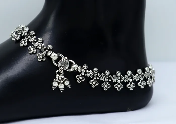 TRIBAL ORNAMENTS 925 sterling silver custom made anklets best anklets bracelet foot bracelet belly dance jewelry elegant tribal ethnic anklets nank289 Bracelets