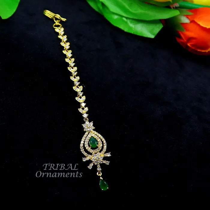TRIBAL ORNAMENTS 925 sterling silver customized gold tone cubic zircon stone head jewelry mang tika bridal wedding set belly dance charm hair jewelry MT03 Rings TRIBAL ORNAMENTS 925 sterling silver customized gold tone cubic zircon stone head jewelry mang tika bridal wedding set belly dance charm hair jewelry MT03 Rings