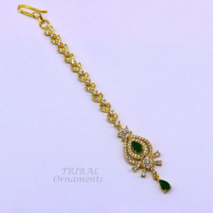 TRIBAL ORNAMENTS 925 sterling silver customized gold tone cubic zircon stone head jewelry mang tika bridal wedding set belly dance charm hair jewelry MT03 Rings