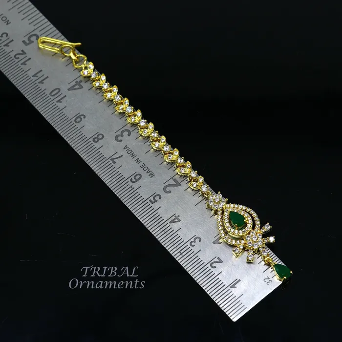 TRIBAL ORNAMENTS 925 sterling silver customized gold tone cubic zircon stone head jewelry mang tika bridal wedding set belly dance charm hair jewelry MT03 Rings