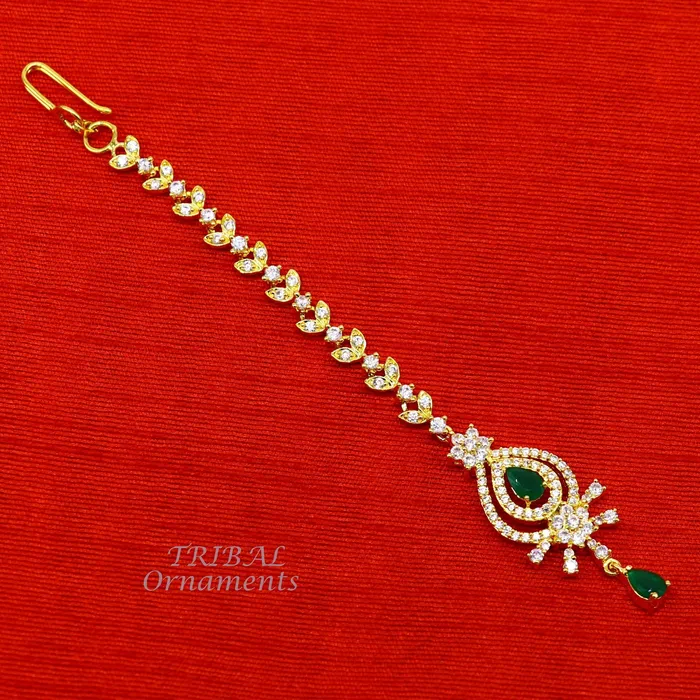 TRIBAL ORNAMENTS 925 sterling silver customized gold tone cubic zircon stone head jewelry mang tika bridal wedding set belly dance charm hair jewelry MT03 Rings