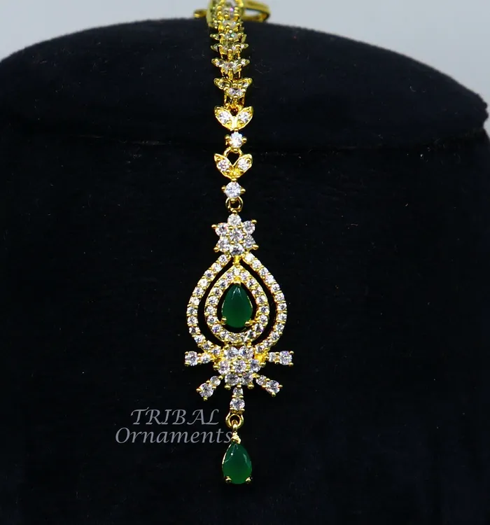 TRIBAL ORNAMENTS 925 sterling silver customized gold tone cubic zircon stone head jewelry mang tika bridal wedding set belly dance charm hair jewelry MT03 Rings