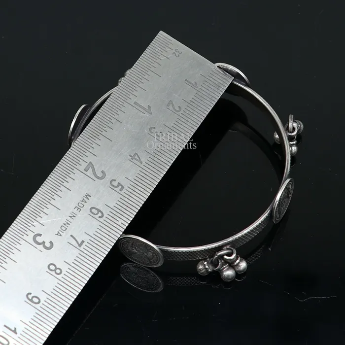 TRIBAL ORNAMENTS 925 sterling silver handmade customized tribal ethnic bangle bracelet best vintage style hanging drops bangles for gifting nba328 Bracelets