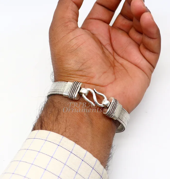 TRIBAL ORNAMENTS 925 sterling silver handmade vintage design customized wheat bracelet wrist belt for mens amazing gifting jewelry from india sbr410 Bracelets TRIBAL ORNAMENTS 925 sterling silver handmade vintage design customized wheat bracelet wrist belt for mens amazing gifting jewelry from india sbr410 Bracelets