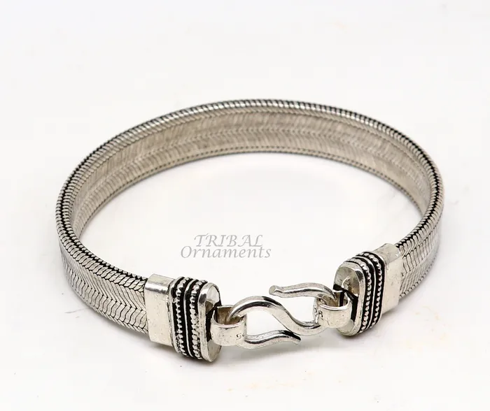 TRIBAL ORNAMENTS 925 sterling silver handmade vintage design customized wheat bracelet wrist belt for mens amazing gifting jewelry from india sbr410 Bracelets