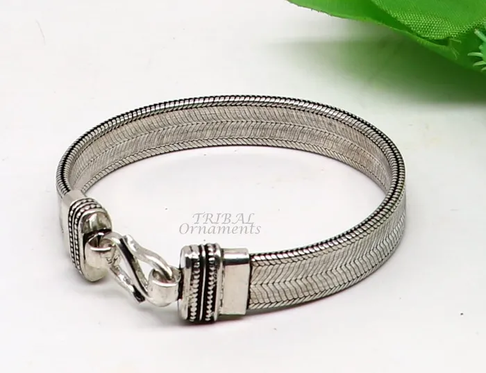 TRIBAL ORNAMENTS 925 sterling silver handmade vintage design customized wheat bracelet wrist belt for mens amazing gifting jewelry from india sbr410 Bracelets