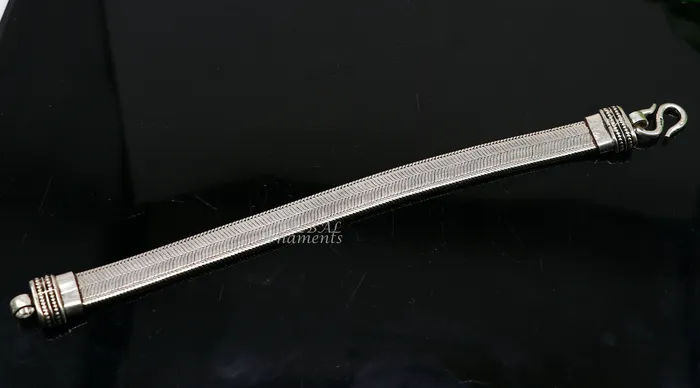 TRIBAL ORNAMENTS 925 sterling silver handmade vintage design customized wheat bracelet wrist belt for mens amazing gifting jewelry from india sbr410 Bracelets