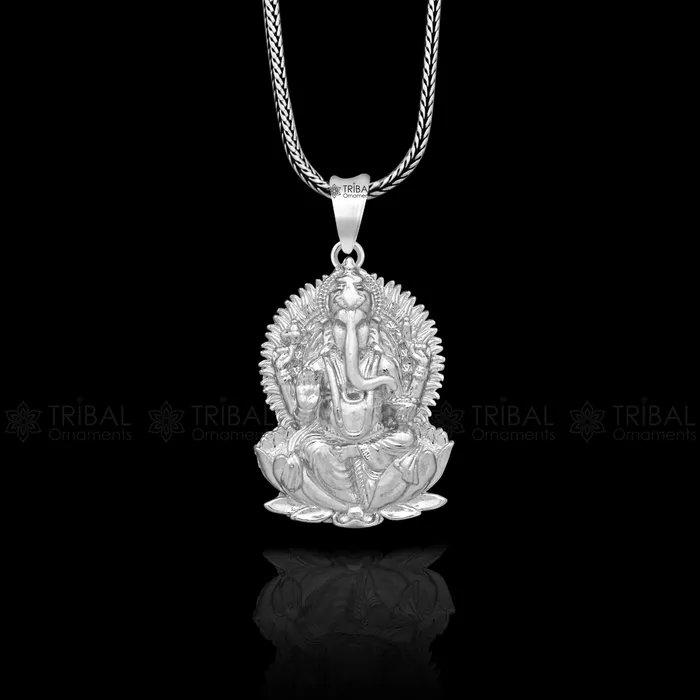 TRIBAL ORNAMENTS 925 sterling silver Lord GANESHA kamalasan design pendant necklace Lord Ganesha unique style handmade pendant for unisex gift Nsp821 Necklaces TRIBAL ORNAMENTS 925 sterling silver Lord GANESHA kamalasan design pendant necklace Lord Ganesha unique style handmade pendant for unisex gift Nsp821 Necklaces