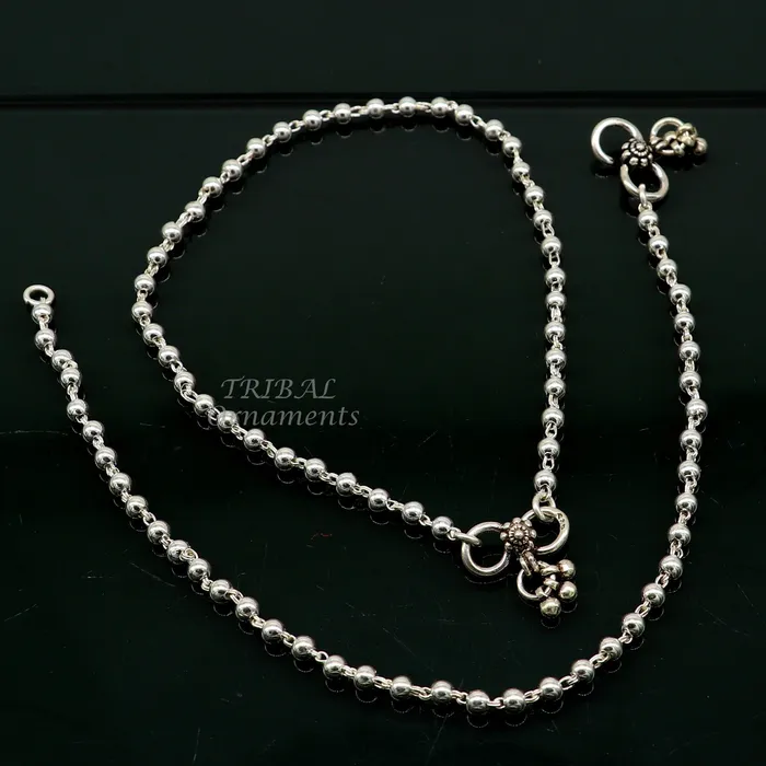 TRIBAL ORNAMENTS Bracelets 4mm 9to 12 925 sterling silver beadedball chain anklet bracelet amazing light weight delicate anklets belly dance silver jewelry ank538 TRIBAL ORNAMENTS Bracelets 4mm 9to 12 925 sterling silver beadedball chain anklet bracelet amazing light weight delicate anklets belly dance silver jewelry ank538