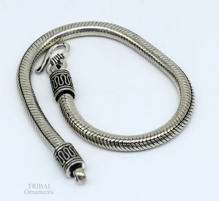 TRIBAL ORNAMENTS Bracelets 5MM Solid vintage design customized stylish snake chain handmade 925 sterling silver bracelet unisex personalize jewelry sbr242