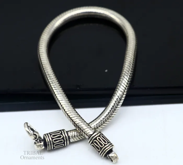 TRIBAL ORNAMENTS Bracelets 5MM Solid vintage design customized stylish snake chain handmade 925 sterling silver bracelet unisex personalize jewelry sbr242