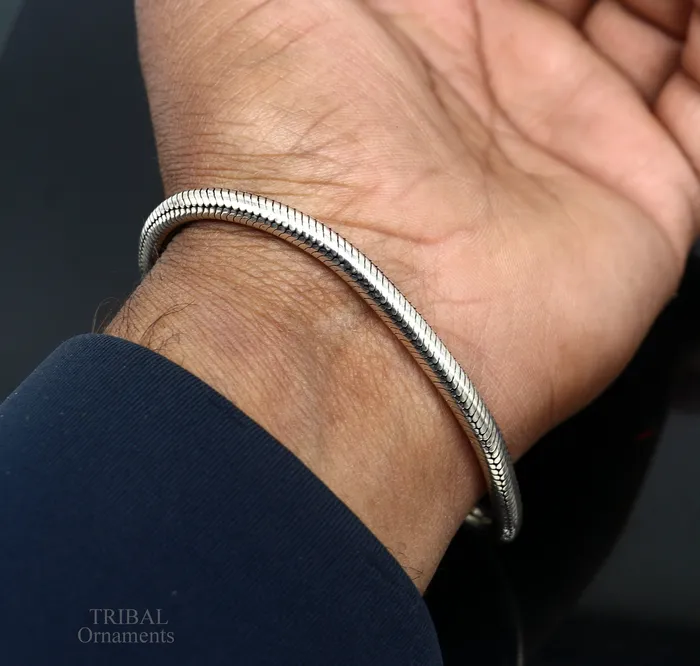 TRIBAL ORNAMENTS Bracelets 5MM Solid vintage design customized stylish snake chain handmade 925 sterling silver bracelet unisex personalize jewelry sbr242