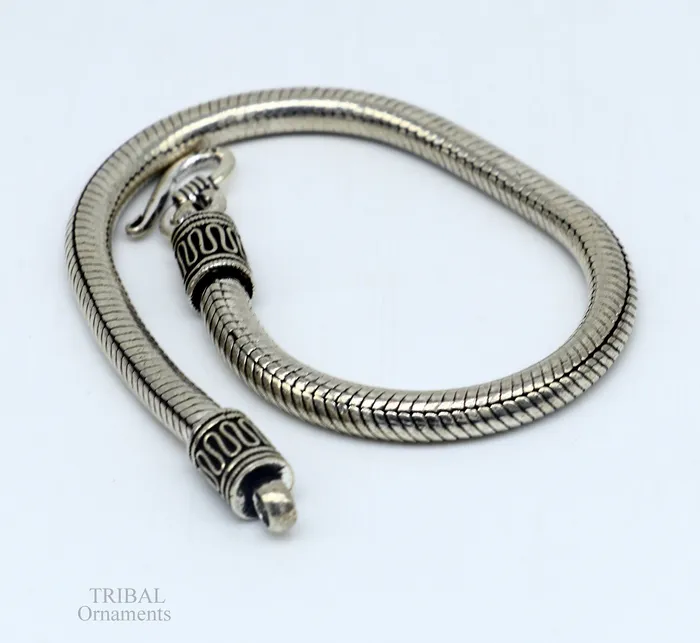 TRIBAL ORNAMENTS Bracelets 5MM Solid vintage design customized stylish snake chain handmade 925 sterling silver bracelet unisex personalize jewelry sbr242