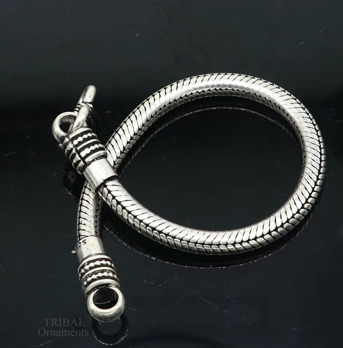 TRIBAL ORNAMENTS Bracelets 5MM Solid vintage design customized stylish snake chain handmade 925 sterling silver bracelet unisex personalize jewelry sbr242