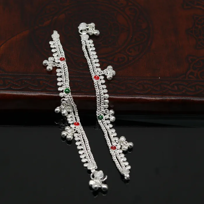 TRIBAL ORNAMENTS Bracelets 6 fancy stylish baby anklets bracelet double chain jingle bells ankle bracelet unisex gifting kids jewelry new born baby jewelry ank257