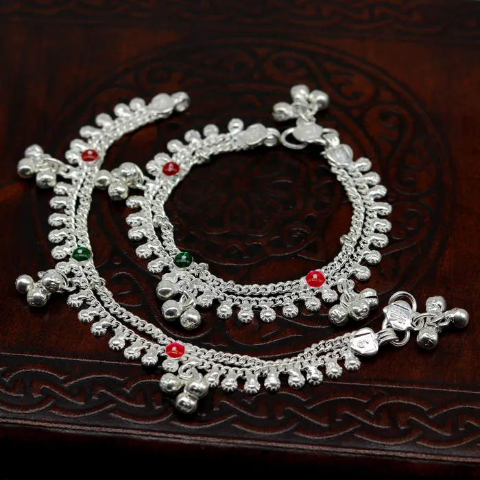 TRIBAL ORNAMENTS Bracelets 6 fancy stylish baby anklets bracelet double chain jingle bells ankle bracelet unisex gifting kids jewelry new born baby jewelry ank257