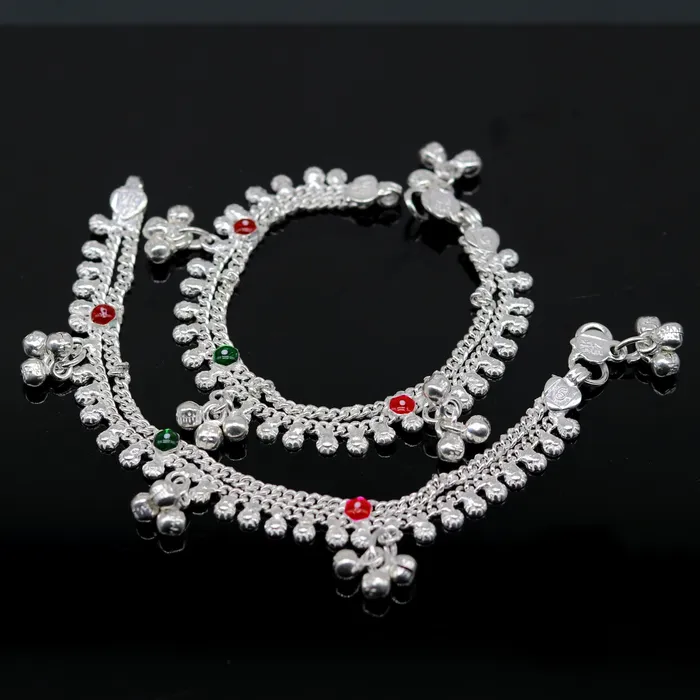 TRIBAL ORNAMENTS Bracelets 6 fancy stylish baby anklets bracelet double chain jingle bells ankle bracelet unisex gifting kids jewelry new born baby jewelry ank257