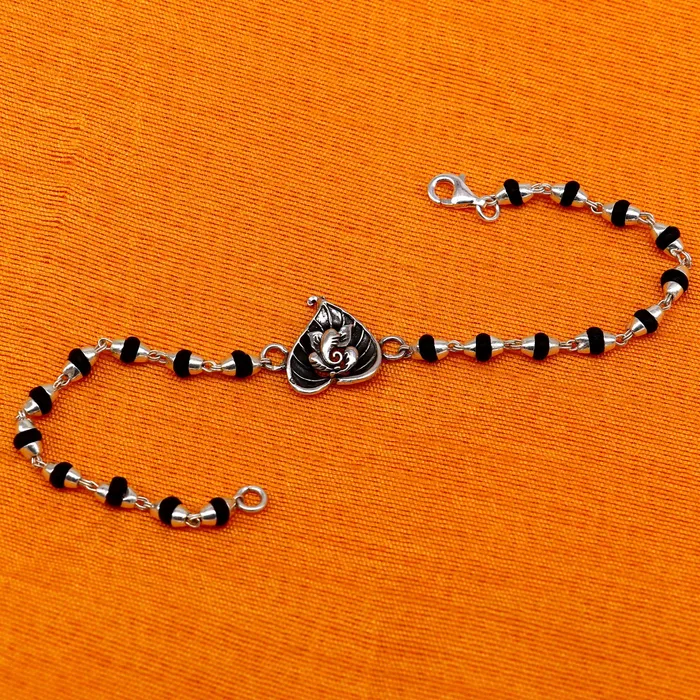 TRIBAL ORNAMENTS Bracelets 8 inches long handmade solid 925 sterling silver Ganesha design tulsi beaded Rakhi Bracelet special personalized Rakshabandhan gift rk13