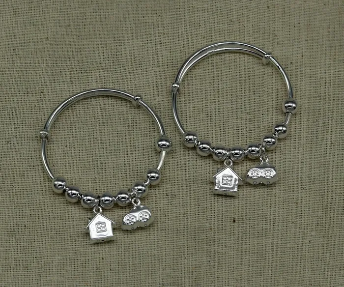 TRIBAL ORNAMENTS Bracelets 925 sterling silver adjustable charm bangle bracelet kada unisex kids baby bbk31