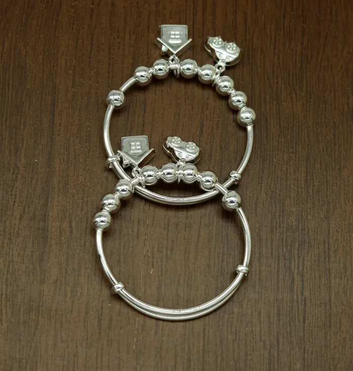 TRIBAL ORNAMENTS Bracelets 925 sterling silver adjustable charm bangle bracelet kada unisex kids baby bbk31