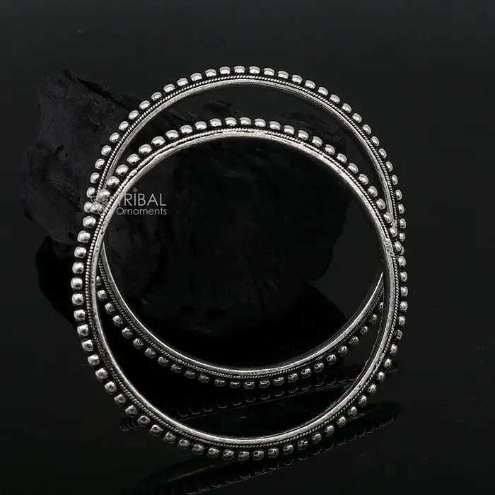 TRIBAL ORNAMENTS Bracelets 925 sterling silver amazing silver beaded bangle bracelet excellent oxidized silver bangle kangan set delicate jewelry belly dance nba377