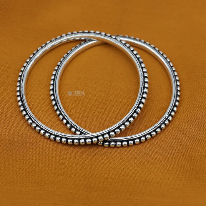 TRIBAL ORNAMENTS Bracelets 925 sterling silver amazing silver beaded bangle bracelet excellent oxidized silver bangle kangan set delicate jewelry belly dance nba377