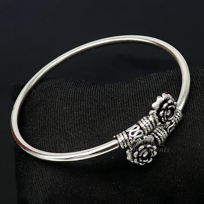 TRIBAL ORNAMENTS Bracelets 925 sterling silver fabulous floral design bangle bracelet kada amazing Cuff bracelet best gifting girls kada nsk596
