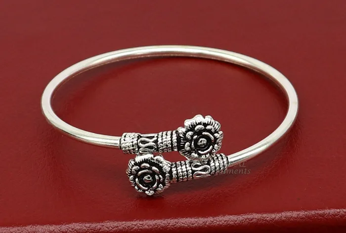 TRIBAL ORNAMENTS Bracelets 925 sterling silver fabulous floral design bangle bracelet kada amazing Cuff bracelet best gifting girls kada nsk596