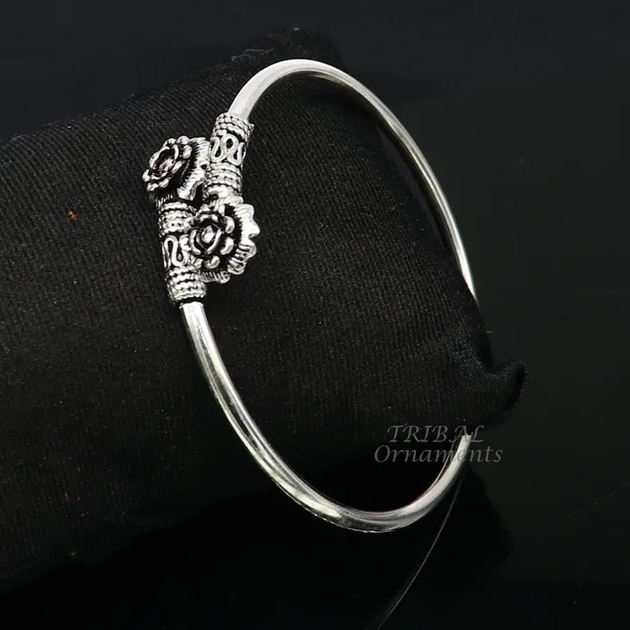 TRIBAL ORNAMENTS Bracelets 925 sterling silver fabulous floral design bangle bracelet kada amazing Cuff bracelet best gifting girls kada nsk596