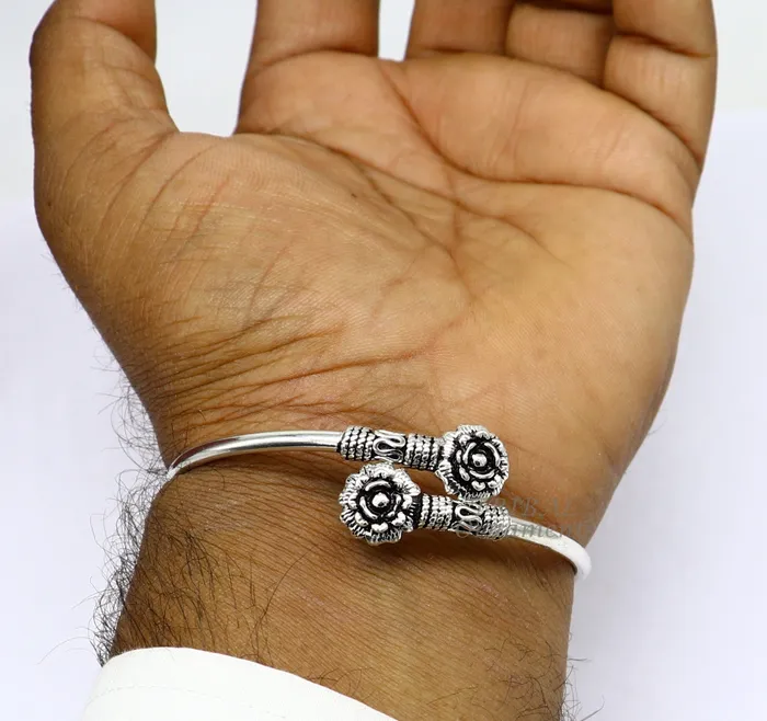 TRIBAL ORNAMENTS Bracelets 925 sterling silver fabulous floral design bangle bracelet kada amazing Cuff bracelet best gifting girls kada nsk596