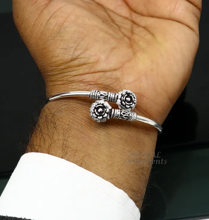 TRIBAL ORNAMENTS Bracelets 925 sterling silver fabulous floral design bangle bracelet kada amazing Cuff bracelet best gifting girls kada nsk596