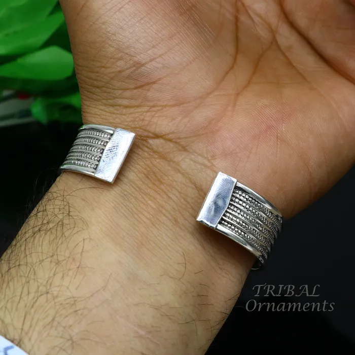 TRIBAL ORNAMENTS Bracelets 925 sterling silver handmade adjustable open face kada bangle cuff bracelet elegant unisex personalized gifting cuff jewelry cuff143 TRIBAL ORNAMENTS Bracelets 925 sterling silver handmade adjustable open face kada bangle cuff bracelet elegant unisex personalized gifting cuff jewelry cuff143