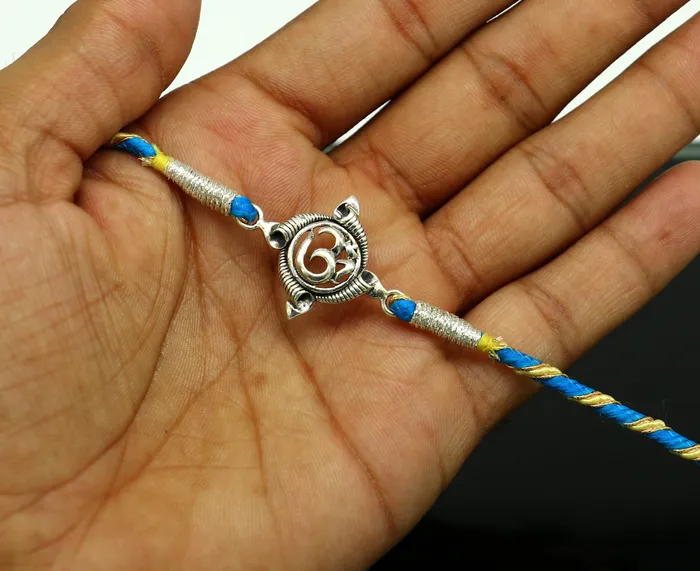 TRIBAL ORNAMENTS Bracelets 925 sterling silver handmade AUMOM design Rakhi Bracelet amazing stylish gift for Rakshabandhan rk54