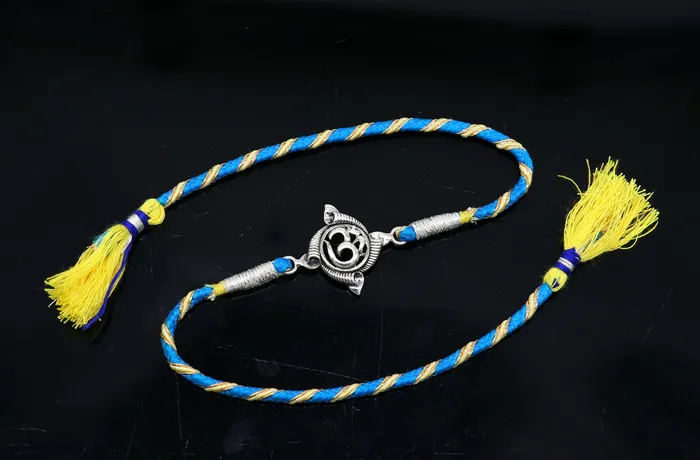 TRIBAL ORNAMENTS Bracelets 925 sterling silver handmade AUMOM design Rakhi Bracelet amazing stylish gift for Rakshabandhan rk54