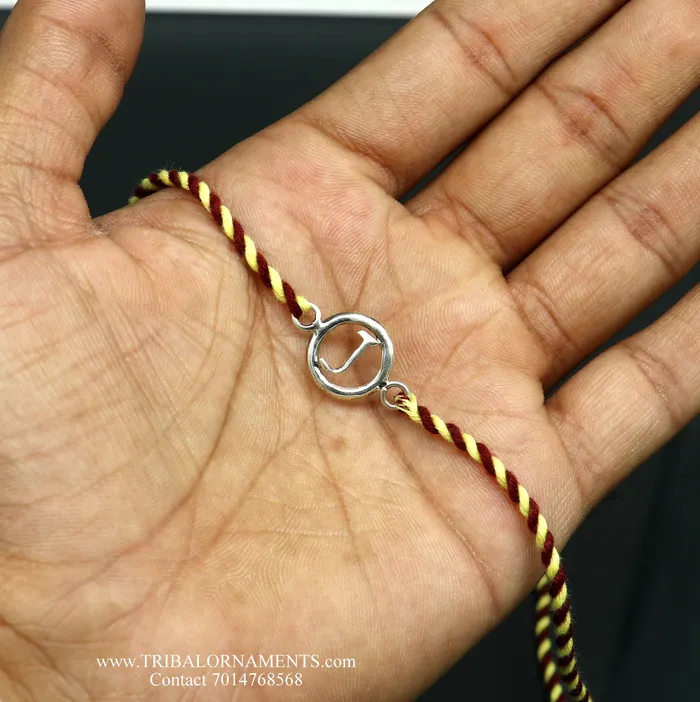 TRIBAL ORNAMENTS Bracelets 925 sterling silver handmade beautiful J letter design Rakhi Bracelet amazing stylish gift for Rakshabandhan rk110