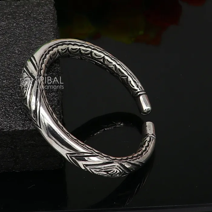 TRIBAL ORNAMENTS Bracelets 925 Sterling silver handmade fabulous chitai work customized design bangle bracelet kada unisex personalized jewelry nsk749