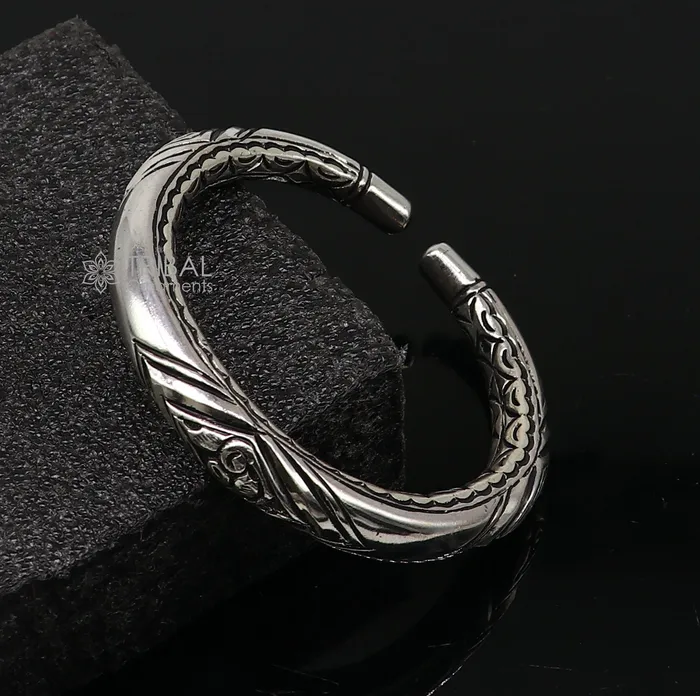 TRIBAL ORNAMENTS Bracelets 925 Sterling silver handmade fabulous chitai work customized design bangle bracelet kada unisex personalized jewelry nsk749