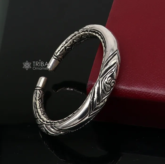 TRIBAL ORNAMENTS Bracelets 925 Sterling silver handmade fabulous chitai work customized design bangle bracelet kada unisex personalized jewelry nsk749