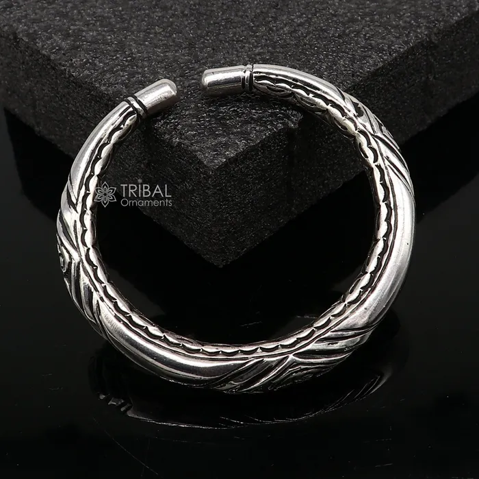 TRIBAL ORNAMENTS Bracelets 925 Sterling silver handmade fabulous chitai work customized design bangle bracelet kada unisex personalized jewelry nsk749