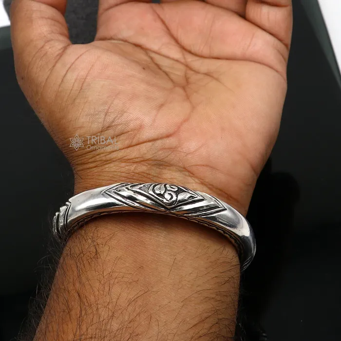 TRIBAL ORNAMENTS Bracelets 925 Sterling silver handmade fabulous chitai work customized design bangle bracelet kada unisex personalized jewelry nsk749