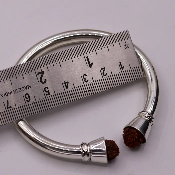 TRIBAL ORNAMENTS Bracelets 925 sterling silver handmade gorgeous Plain bright stylish kada with rudraksha beads open face kada bracelet jewelry from india nsk81