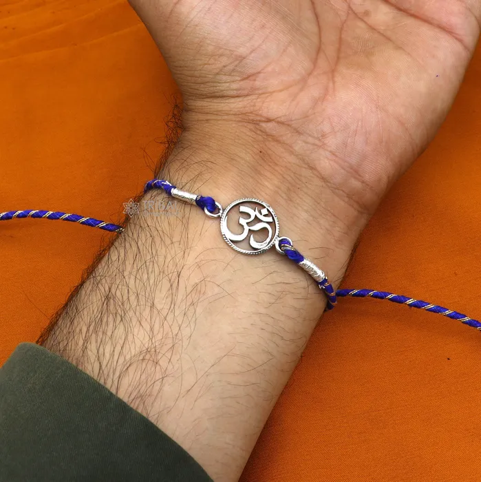 TRIBAL ORNAMENTS Bracelets 925 sterling silver handmade Rakhi Bracelet Exclusive Vintage divine OM Aum design size free rakhi Bracelet for Rakshabandhan rk292